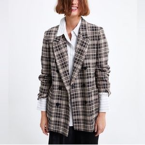 Zara Plaid Blazer in Brown and Black